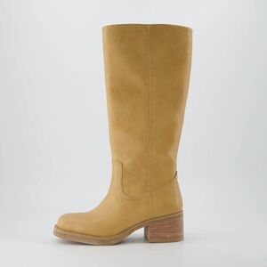 Joie Tall Leather Over-the-Knee Boots in Mustard Tan